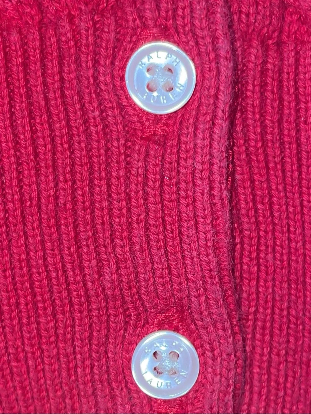 Ralph Lauren Baby Cable Knit Button-Up Sweater – Red, 24M